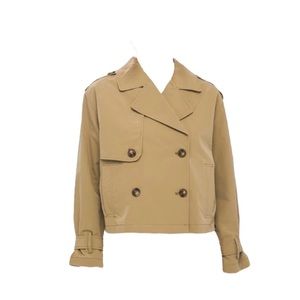 Cropped tan trench coat